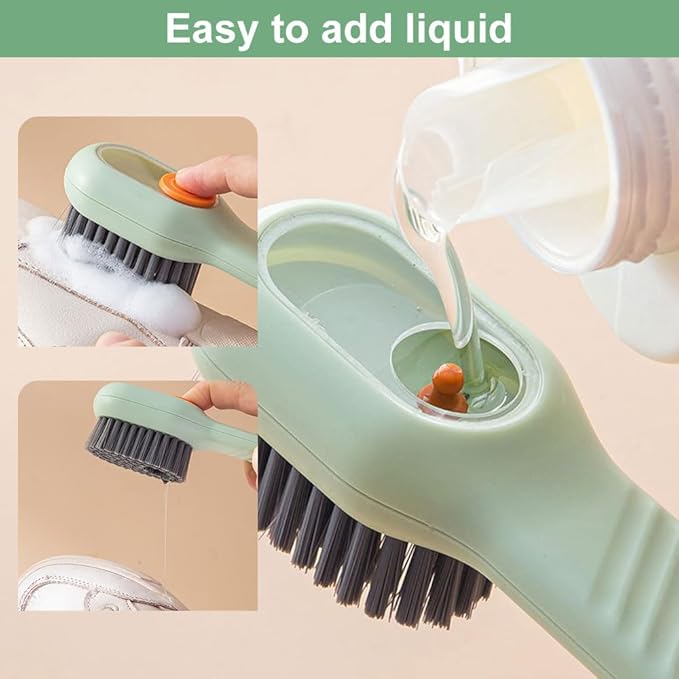 2026 New Shoe Cleaning Brush, 2PCS Laundry Brush Shoe Brush Liquid Shoe Brush, Household Cleaning Clothes Shoes Brush with Liquid Box for Washing Clothes Shoes (White+Green)