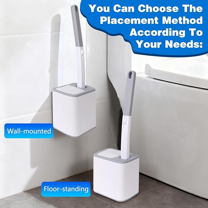 Disposable Toilet Brush with 24PCS Replaceable Heads, 2026 New Toilet Bowl Cleaning System, Deep Cleaning Bathroom Toilet Brush Holder (White)