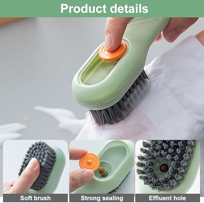 2026 New Shoe Cleaning Brush, 2PCS Laundry Brush Shoe Brush Liquid Shoe Brush, Household Cleaning Clothes Shoes Brush with Liquid Box for Washing Clothes Shoes (White+Green)