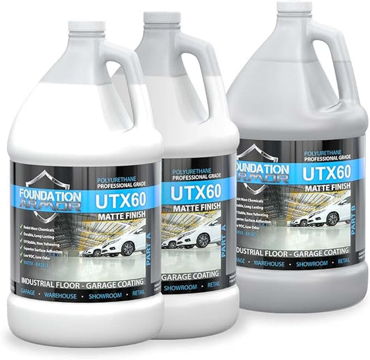 Armor UTX60 Matte Concrete and Garage Floor Coating Resistant to Oil, Gas, Chemicals - 3 Gallon Kit