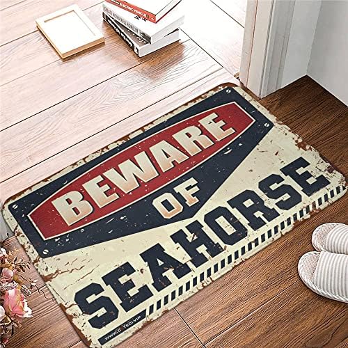 Retro Rugs Beware of Seahorse Mat Retro Room Decor Fall Door Decorations 18x30 inch