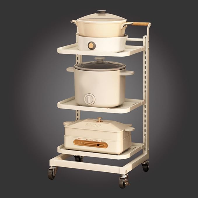 3 Tier Microwave Shelf Stand Pan Storage nizer for Kitchen Sliding Plate Rack for Cupboard Storage White (3 * 3 Boards)