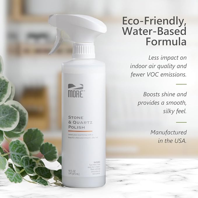 MORE - Quartz Countertop Cleaning, Sealing & Protection Kit - Shine & Stain Protection - Water-Based Formulas - Water-Based Formulas -L