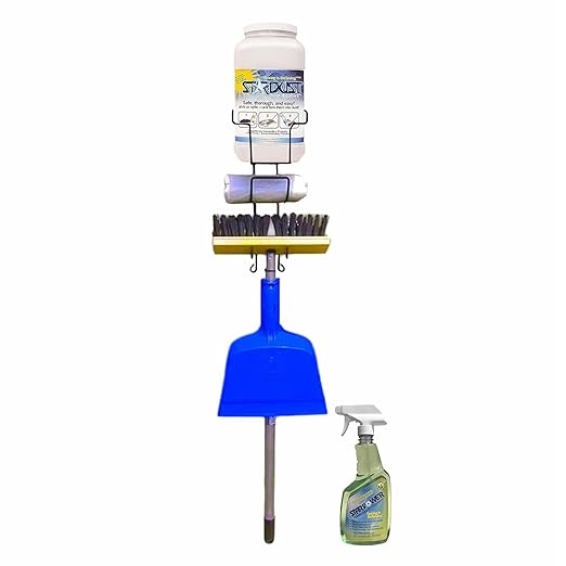 Stardust Complete Quick Response Cleaner Bundle - Wall Mount Kit with Cleaner/Degreaser, Screw Anchor, Zip Tie Mounts, Broom Head, 5-Quart Dispenser, Broom Handle, Dust Pan, (10) Disposal Bags