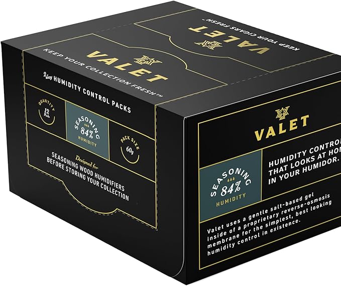 Valet 84% Two-Way Humidity Packs 12-Pack (60g), Bulk Two-Way Humidity Control Packs Seasoning Kit, Wood Container Prep & Moisture Recovery, Made in USA