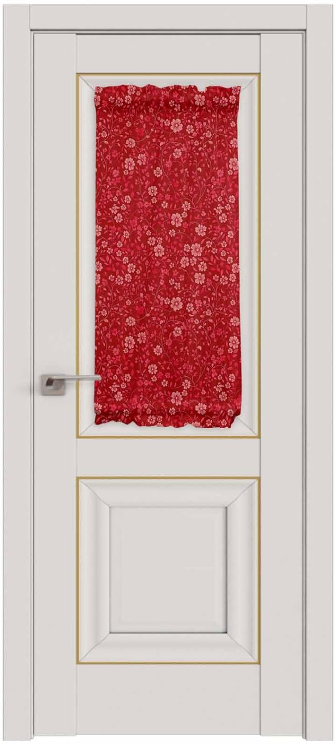 Christmas French Door Curtain Panel for Front Door, Classical Pink Red Christmas Plants Flowers Slidelight Door Curtains with Tieback Light Filtering Privacy Panels for Doorway Entryway 25"x 40"