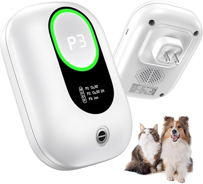 Funomo Air Ionizers, Plug in Negative Ion Air Purifier, Pet Odor Eliminator for Dogs & Cats, Ozone Air Cleaner for Small Spaces, Cat Litter Room, Bathroom, Kitchen & Smoke Dust