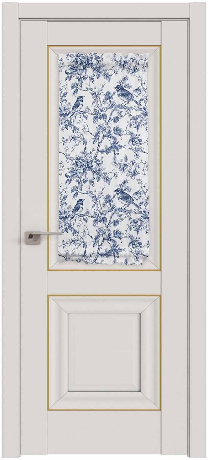 French Door Curtain Panel for Front Door, Navy Blue Birds Branch Flowers Retro Illustration Slidelight Door Curtains with Tieback Light Filtering Privacy Panels for Doorway Entryway 25"x 40"