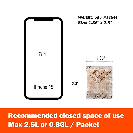 5g x 60 packs Fonday Rechargeable Silica Gel Desiccant Packets Fast Reactivate Desiccant Bags Moisture Indicating Orange to Green