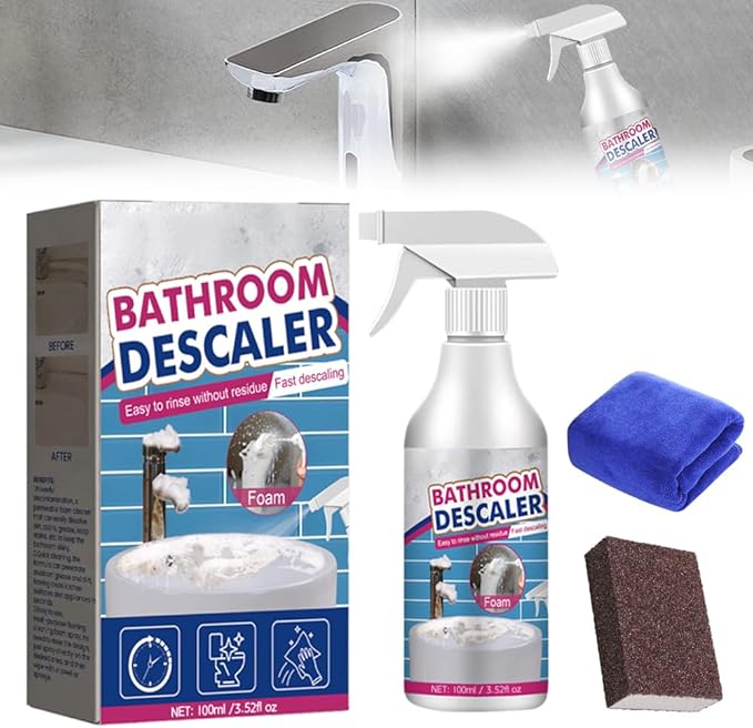 2026 New Bathroom Descaler Foam Cleaner, Multipurpose Bathroom Foam Cleaner Stubborn Stains Cleaner, Bathrooms Descaler Cleaner Spray, All Purpose Rinse Cleaning Foam for Bathrooms (1)
