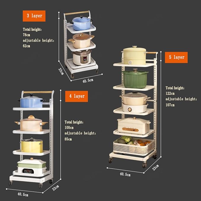 3 Tier Saucepan Storage Shelf for Kitchen Counter Large Cupboard nizer for Microwave Black Space Saving Solution