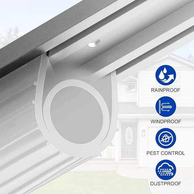 DGSL Garage Door Seals Bottom Rubber Weather Stripping Kit Seal Strip Replacement, Universal Weatherproof Threshold Buffering Sealing Rubber 5/16 inch T Ends (16 Ft, White)