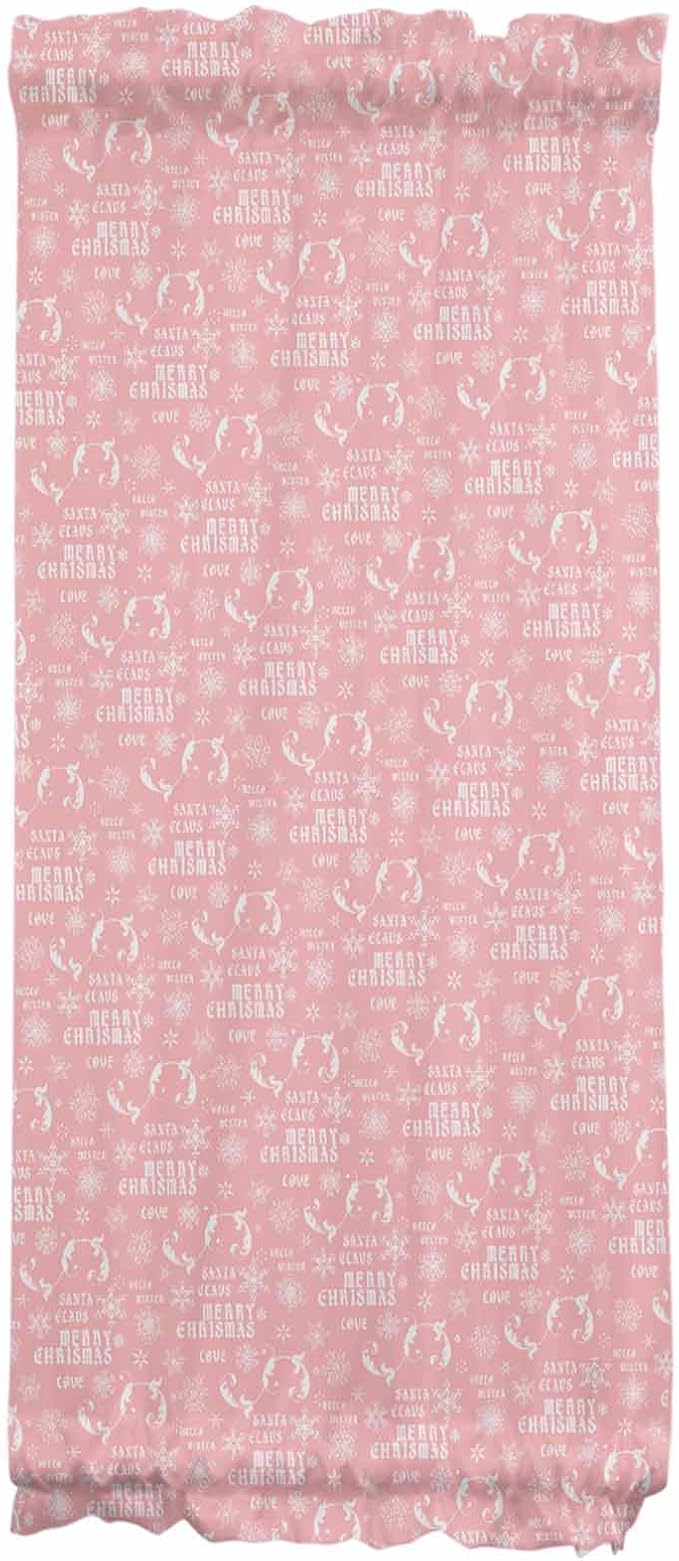 Christmas French Door Curtain Panel for Front Door, Pink Merry Christmas Snowflakes Winter Slidelight Door Curtains with Tieback Light Filtering Privacy Panels for Doorway Entryway 25"x 40"