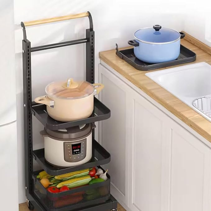 3 Tier Microwave Stand Kitchen nizer Storage Shelf Rack White Adjustable Pan Stand for Kitchen Counter Top