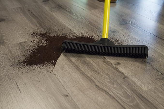 FURemover Original Pet Hair Rubber Broom with Squeegee, with 58" Telescopic Handle for Carpet, Tile and Hardwood