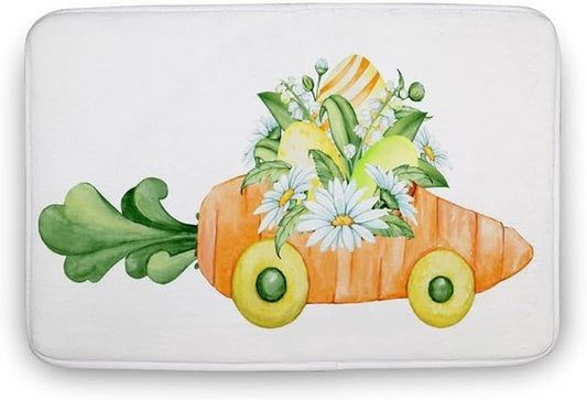 Welcome Mats for Front Door Entry Carrots Car Easter Eggs Flowers Watercolor Easter Doormat Non Slip Mat for Home Farmhouse Funny Kitchen Rugs Patio Greeting Front Porch Rugs 20x32 inch