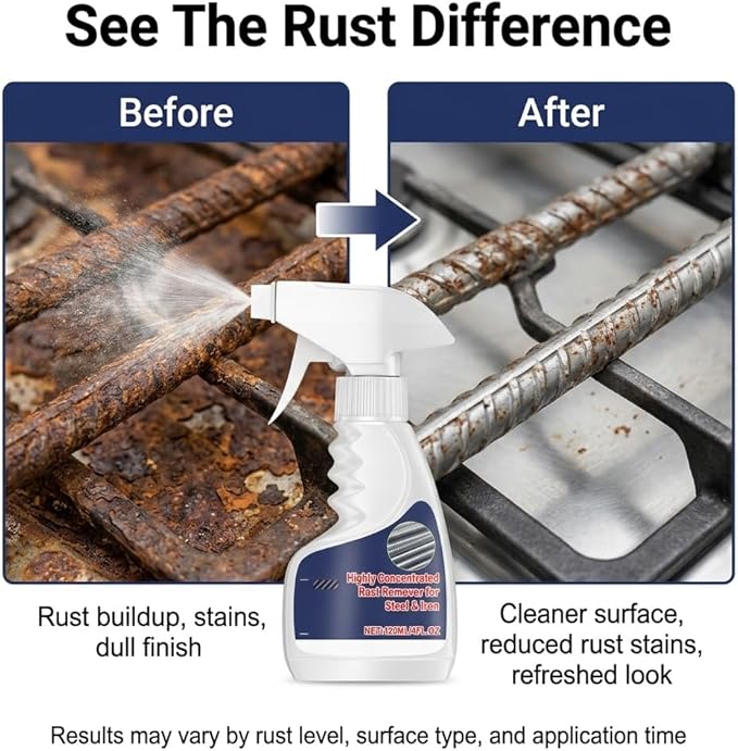 Vedaeyer Rust Remover, Rust Remover for Metal, Quickly Remove Rust, Suitable for Various Surfaces Such as Steel, Copper, And Stainless Steel, 120 Ml / 4 Fl.Oz
