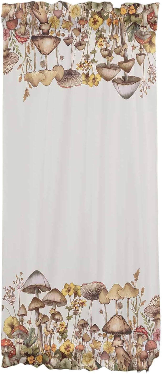 French Door Curtain Panel for Front Door, Plants Mushrooms Flowers Daisies Dandelions Slidelight Door Curtains with Tieback Light Filtering Privacy Panels for Doorway Entryway 25"x 40"