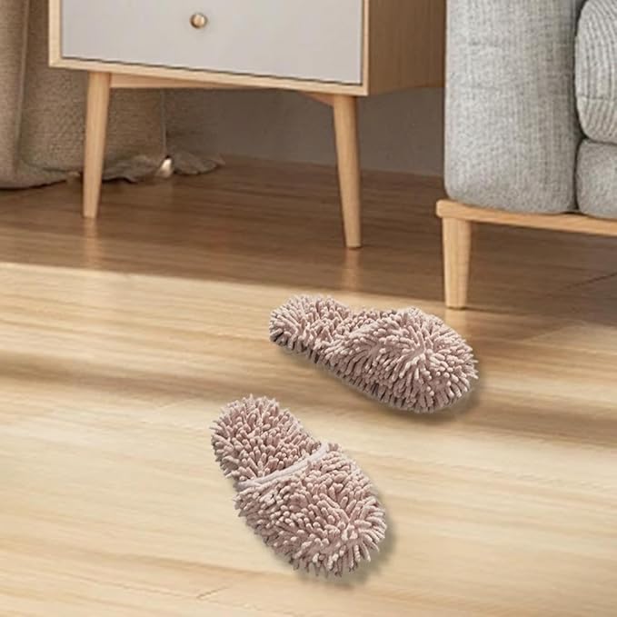 Mop Shoes for Home Cleaning, Polyester Base Board Cleaner for Dust Removal, brown