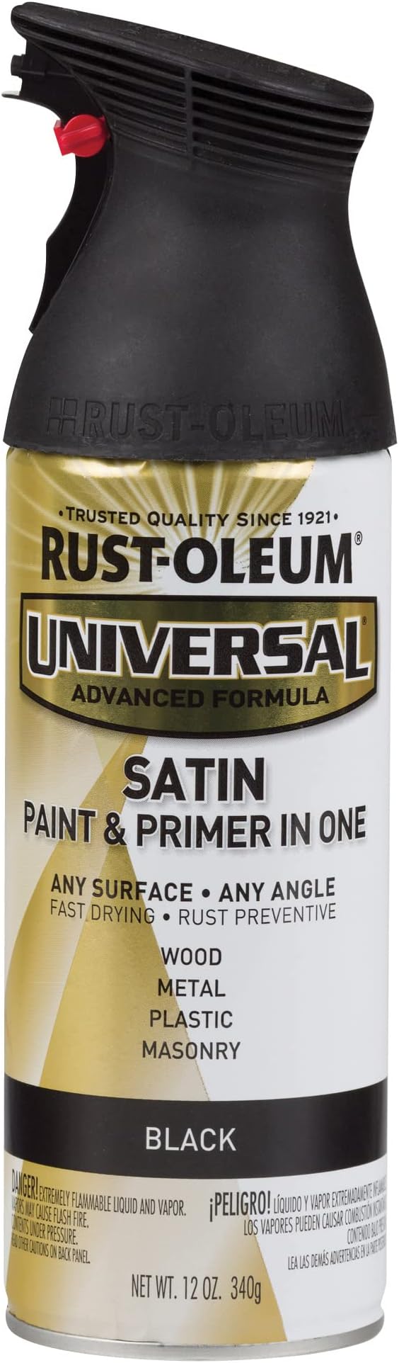 Rust-Oleum 245197 Universal All Surface Spray Paint, 12 oz, Satin Black