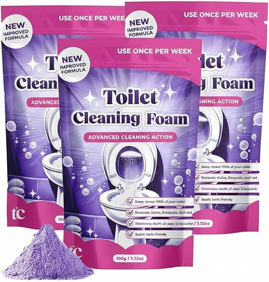 Ultra Foaming Toilet Cleaner Powder Pouches, Self‑Activated Cleaning Foam for Toilet, Easy Clean for Home and Bathroom Use