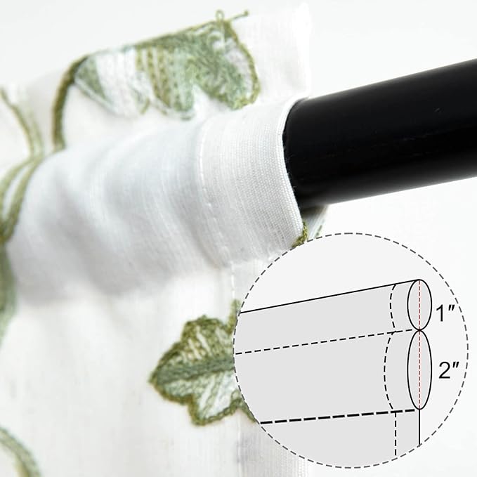VOGOL French Door Curtains, Green Vines Embroidered Privacy Doorway Curtains, 1 Piece 25 x 72 Inches Window Treatment for Sidelight Glass Window, Rod Pocket