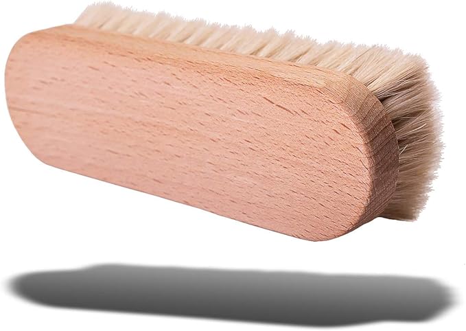 VALENTINO GAREMI Soft Cleaning Brush – Genuine German Goat Hair for Leather, Suede & Shoes – Wooden Handle – Made in Germany