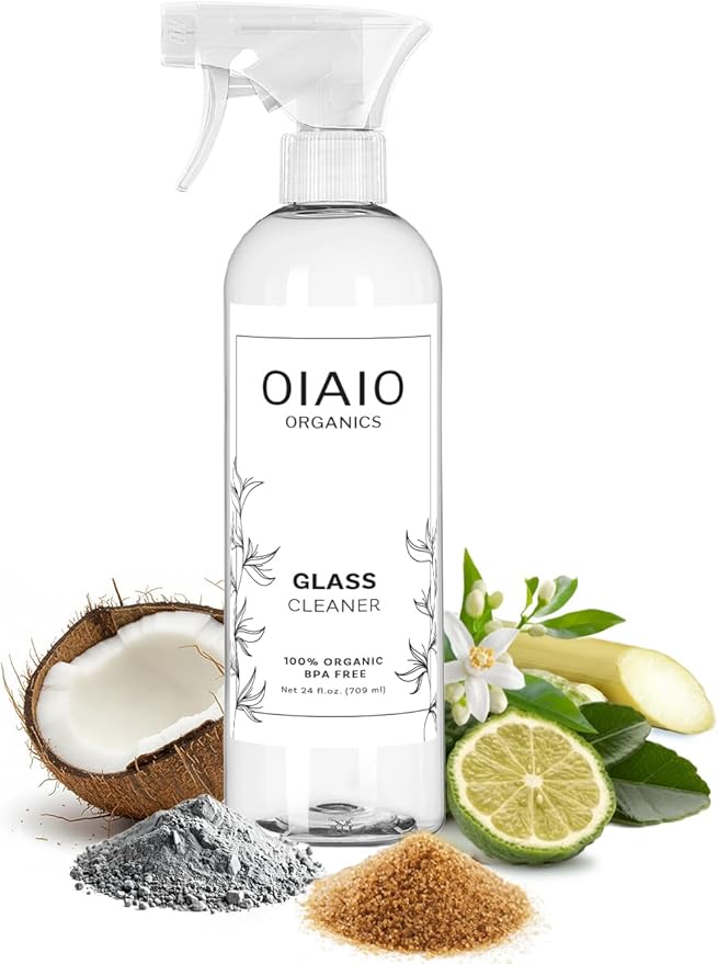 Non-Toxic Glass Cleaner - Natural Organic Ingredients that Truly Perform - 24oz - Light Coconut & Bergamot Scent