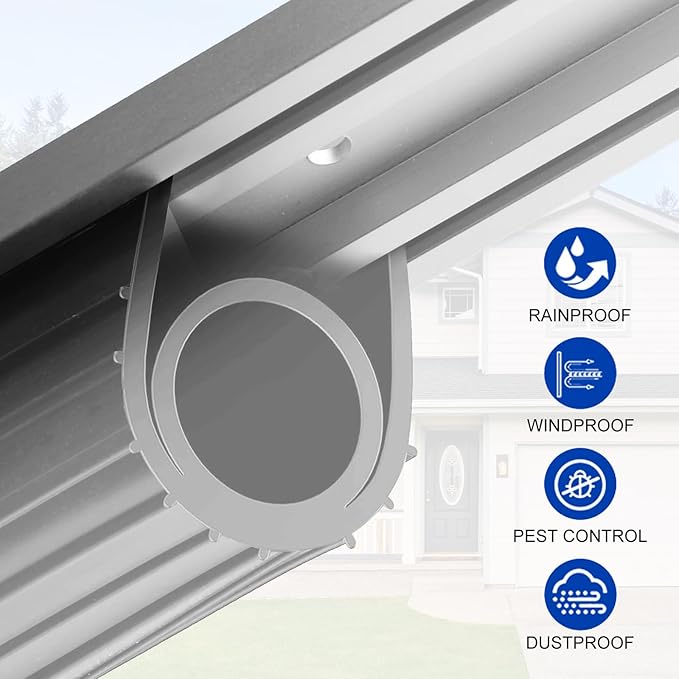 DGSL Garage Door Seals Bottom Rubber Weather Stripping Sealing Strip Replacement, Universal Weatherproof Threshold Buffering (10 Ft, Grey)