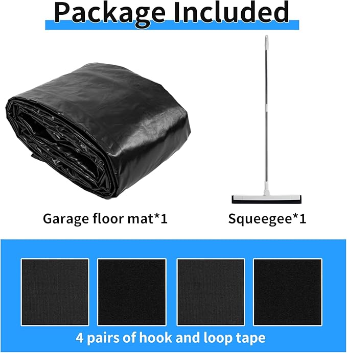 MIALUTY® Garage Floor Mat,(7'9" x 18'),Heavy Duty PVC Under Car Containment Mat with Raised Edge Waterproof Oil-Proof Non-Slip Against Snow Rain Mud All-Weather Easy to Clean