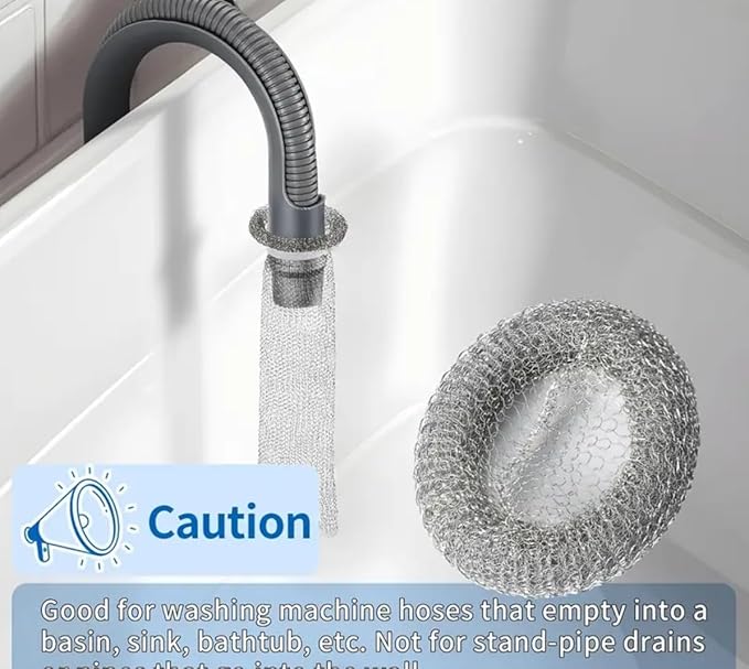 Washing Machine Lint Traps, Stainless Steel, 2 Pack with Cable Ties, 4 Pieces Total