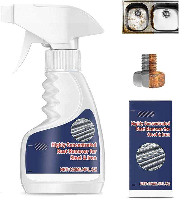 Highly Concentrated Rust Remover for Metal, Powerful Rust Removal Spray, Rust Stain Remover for Tools, Stainless Steel, Automotive Parts, Fast Acting Rust (1)