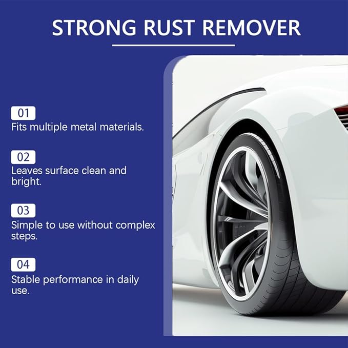 Strong Rust Remover, Powerful Rust Remover Spray for Cars, Multipurpose Rust Remover Spray, Multipurpose Rust Stain Remover, Car Rust Removal Spray for Vehicles, Tools, Chains, Metal (3, 100ml)