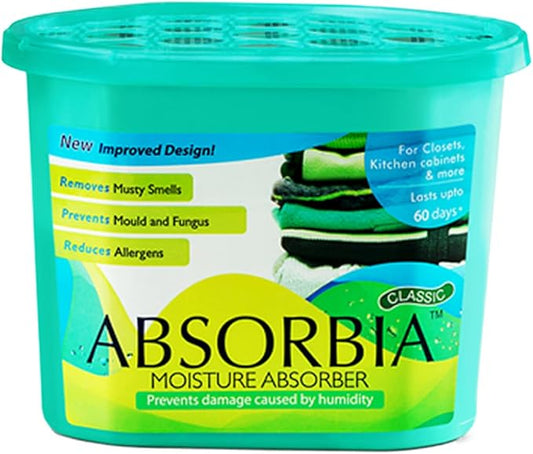 ABSORBIA Moisture Absorber, Dehumidifier, Basement Odor Eliminator Box Family Pack - Pack Of 3