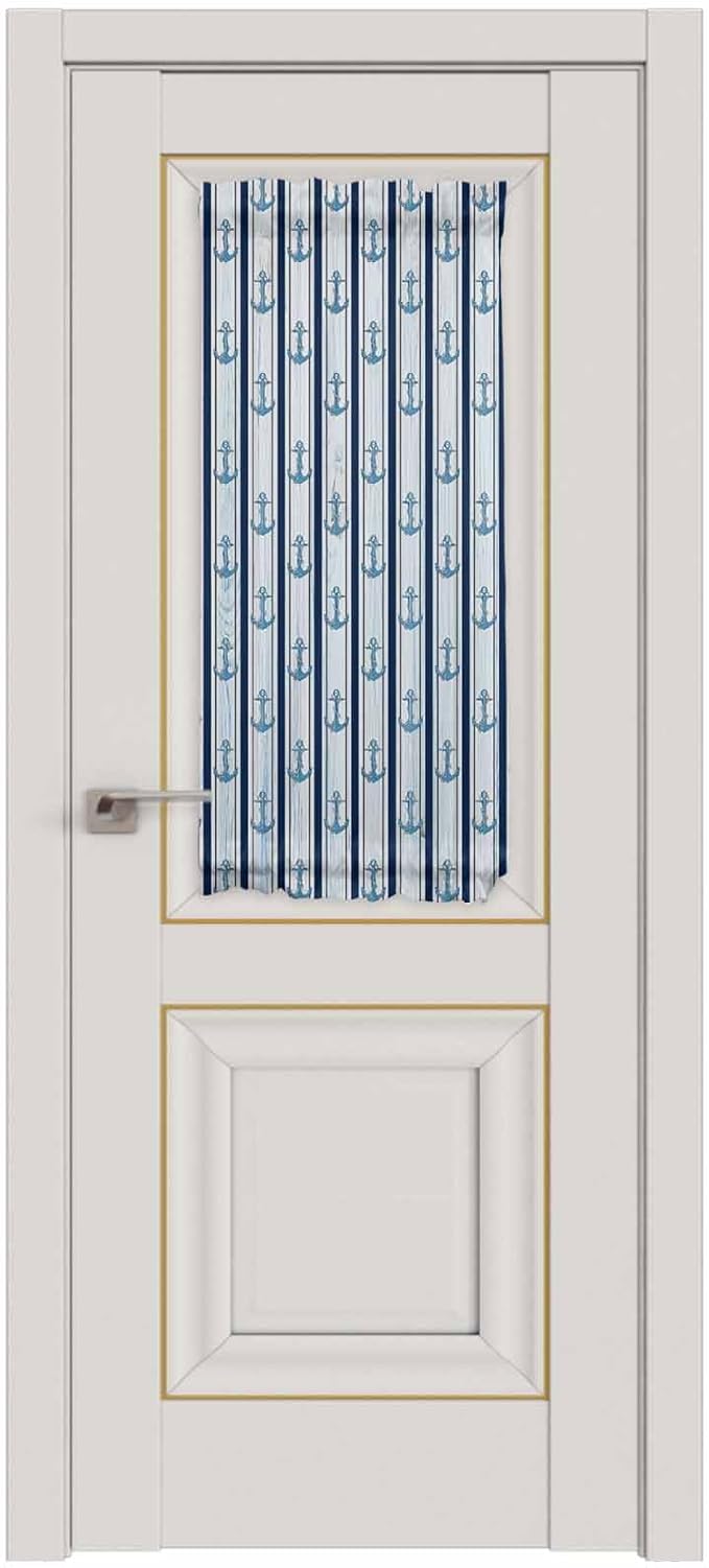 French Door Curtain Panel for Front Door, Blue Anchor Striped Slidelight Door Curtains with Tieback Light Filtering Privacy Panels for Doorway Entryway 25"x 40"