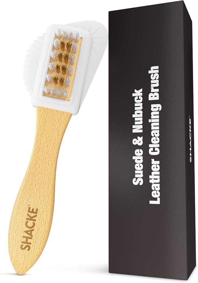 Suede & Nubuck 4-Way Leather Brush Cleaner (Wood Handle)
