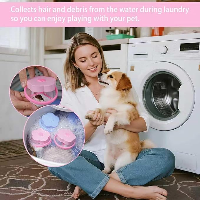 Pet Hair Remover for Laundry,Lint Catcher for Washing Machine, Laundry Pet Hair Catcher, 2026 Upgraded Floating Hair Filter Mesh Removal, Cat and Dog Hair Washing Machine Catcher; 4 Piece