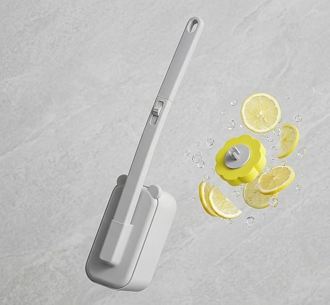 Disposable Toilet Brush and Holder Set, Upgraded Deep Cleaning Toilet Wand with 18 Lemon Scented 3-Layer Refills, Wall Mounted Toilet Bowl Scrubber Kit for Bathroom, Hotel, Apartment
