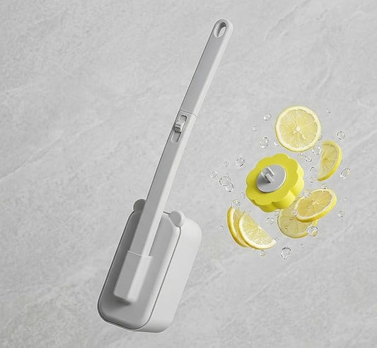 Disposable Toilet Brush and Holder Set, Upgraded Deep Cleaning Toilet Wand with 18 Lemon Scented 3-Layer Refills, Wall Mounted Toilet Bowl Scrubber Kit for Bathroom, Hotel, Apartment