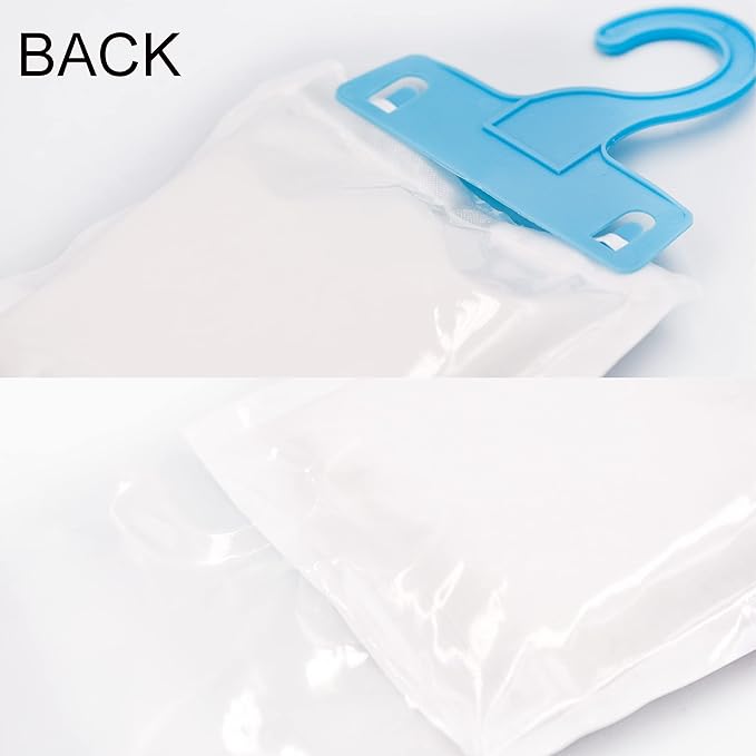 Wisesorb Moisture Absorber Refill Hanging Bags, 12 Pack (200g Each) – Calcium Chloride Dehumidifier Bags with 6 Reusable Hooks, Closet & Bathroom Dehumidifier Bags