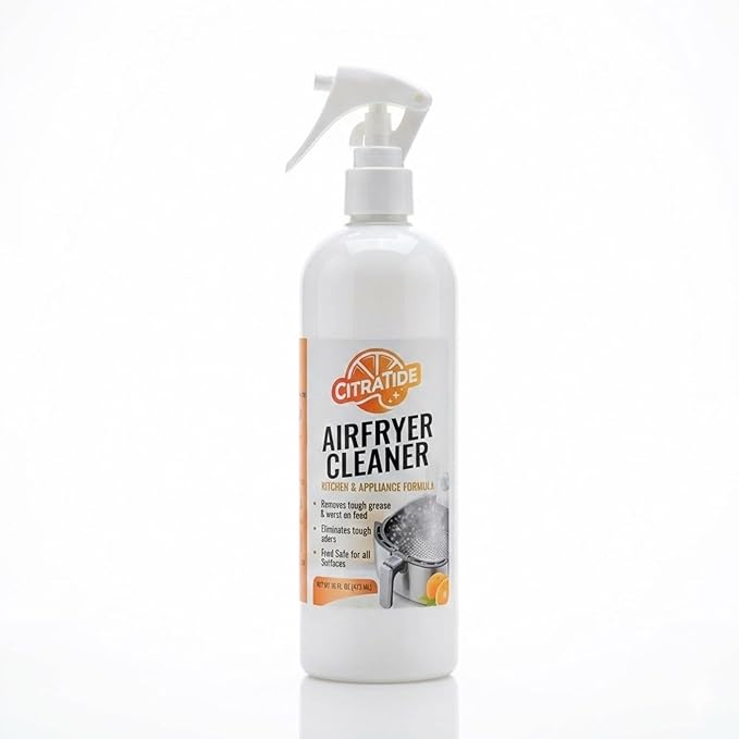 Air Fryer Cleaner Spray – Citrus Powered Grease Remover, Non-Toxic & Plant-Based, Cuts Baked-On Oil & Odor, Safe for Kitchen Appliances, USA Made – 16fl oz