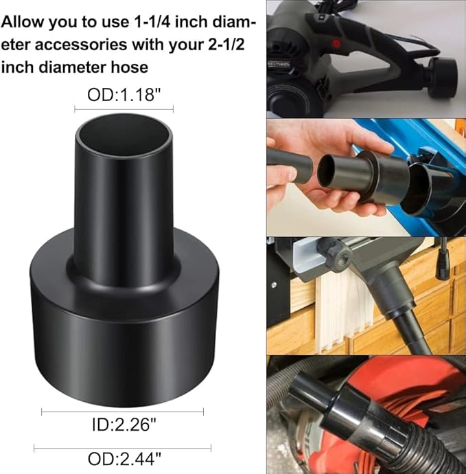 8 Pcs Vacuum Attachments for Shop Vac Accessories - 2 1/2" to 1 1/4" and 1 7/8" to 1" Universal Vacuum Hose Adapter, 1 1/4" Vacuum Floor Brush Attachment Crevice Tool Vacuum Cleaner Accessories
