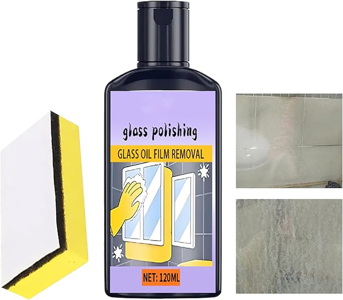 Glass Cleaning Paste – Bathroom Limescale Remover, Oil Film Cleaner, Polishing Paste | Powerful Hard Water Stain Removal, Shower Door, Tile, Mirror, And Stainless Steel Care For Home Cleaning