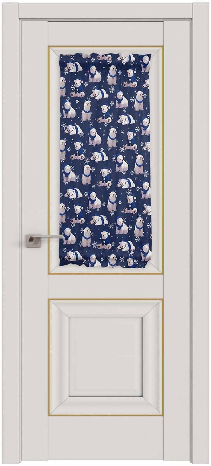 Christmas French Door Curtain Panel for Front Door, Merry Christmas Snowflake Polar Bear Blue Slidelight Door Curtains with Tieback Light Filtering Privacy Panels for Doorway Entryway 25"x 40"