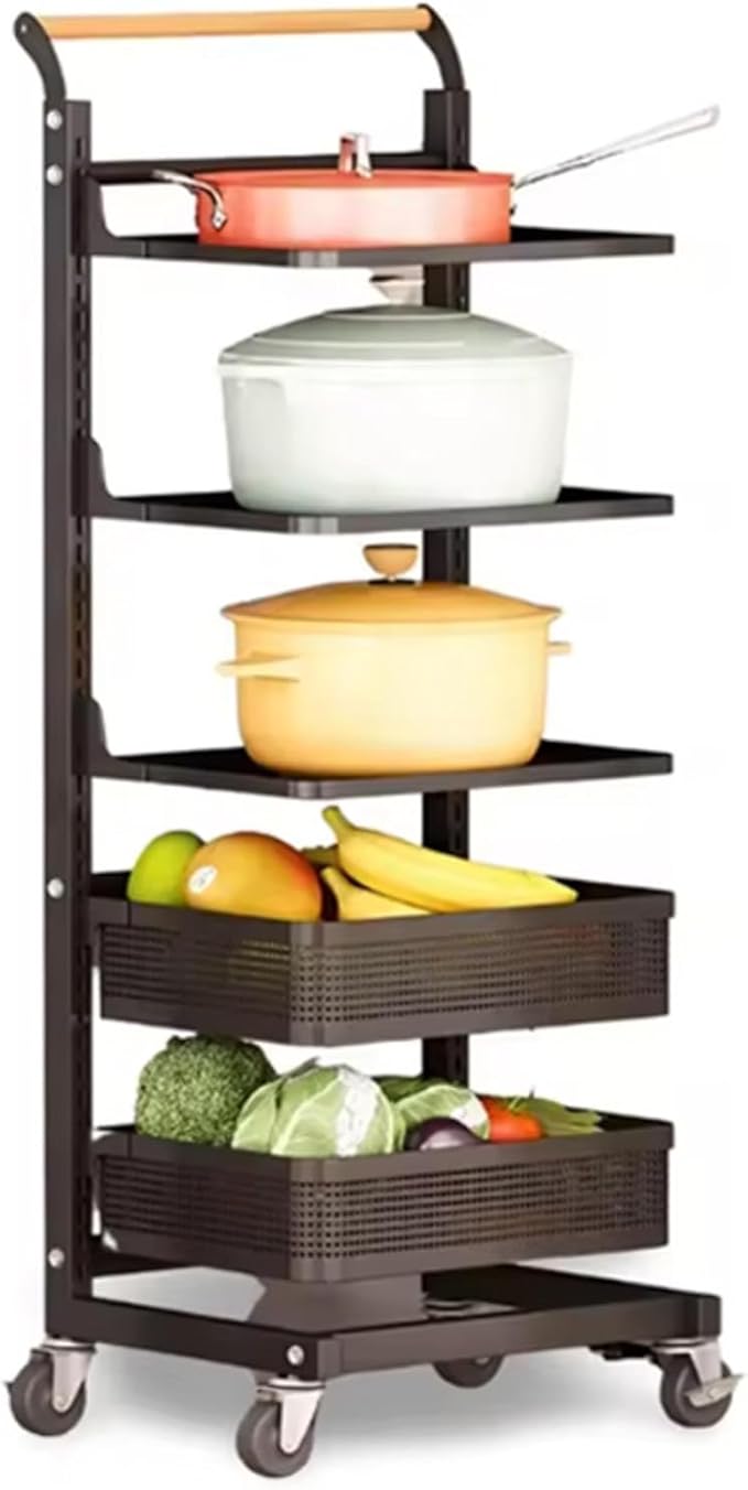 Kitchen Counter Shelf nizer for Pots Pans Plates Food and Microwave Drawer & Cupboard Storage Rack with Brackets Black