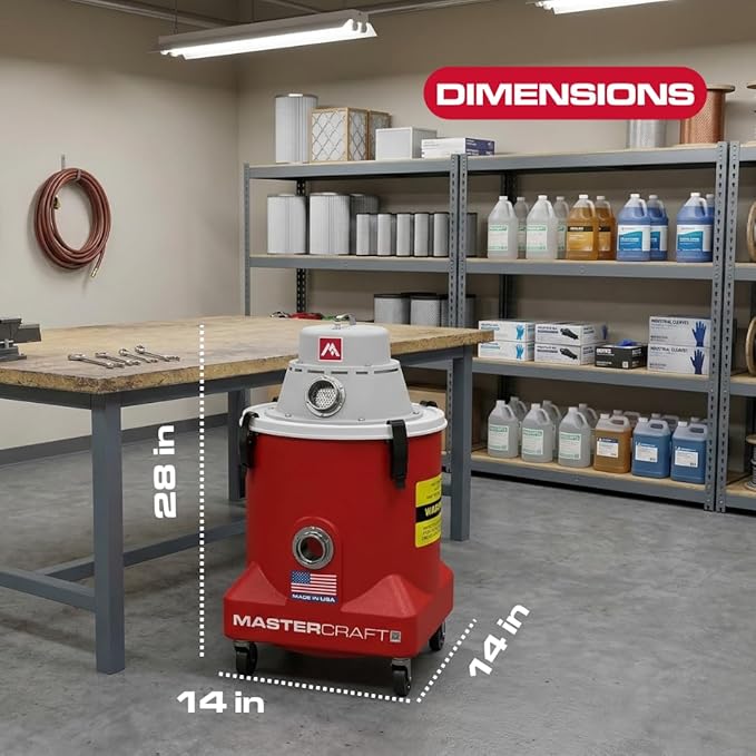 Mastercraft Enviromaster Critical HEPA Dry Vacuum 9 Gallon | 94 CFM 84" Waterlift | Max Capacity Dry Series | Mold, Lead & Asbestos Abatement, Restoration | 1.3 HP Commercial