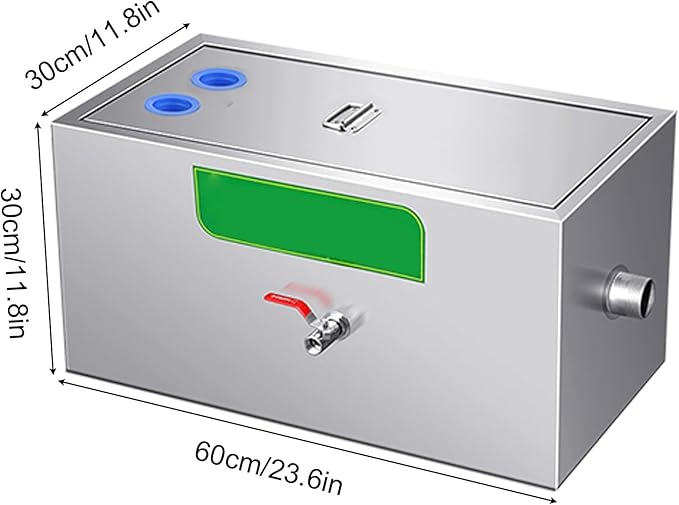 Commercial Grease Trap for Restaurant Sinks, Medium Size Grease Water Separator with Removable Filter Basket & Baffle, Effective Kitchen Grease Management Solution