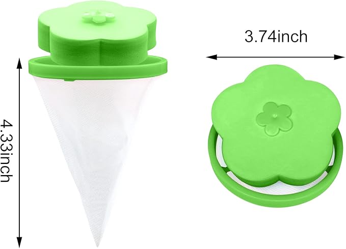 NEIJIANG Lint Catcher for Laundry,Pet Hair Remover for Laundry,Washing Machine Floating Lint Mesh Bag,Reusable Household Hair Filter Washer Lint Trap Net Pouch 4 Pieces (Green)