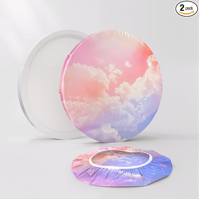 12" Ceiling Light Cover, 2 Pcs Flush Mount Light Fixture Cover, Fabric Ceiling Light Fixture Cover, Light Filters for Bedroom, Kitchen, Hallways/Entryways, Office, Basement (Rainbow)