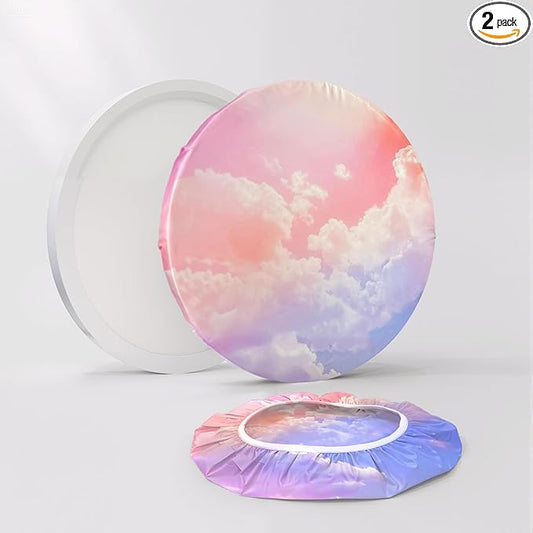 12" Ceiling Light Cover, 2 Pcs Flush Mount Light Fixture Cover, Fabric Ceiling Light Fixture Cover, Light Filters for Bedroom, Kitchen, Hallways/Entryways, Office, Basement (Rainbow)